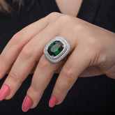 Silver Green Zircon Stone Women's Ring